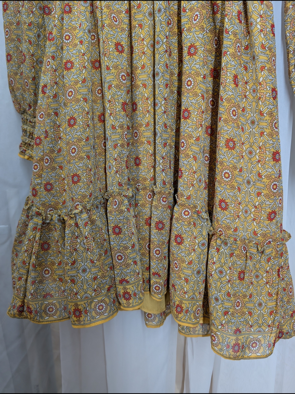 Max Studio Floral Smocked Waist Mini Dress Size Small Boho Cottagecore - Picture 9 of 12
